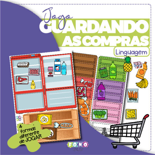 Guardando as Compras, aprimore habilidades fonológicas e linguísticas de forma divertida. Com atividades práticas de recorte e categorização de alimentos, este jogo é ideal para terapia da fala, desenvolvimento de vocabulário e coordenação. Estimule o aprendizado de maneira interativa e envolvente. Perfeito para crianças em crescimento!